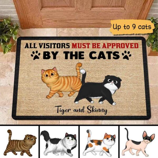 Doormat All Visitors Must Be Approved By Cats Personalized Doormat 16x24