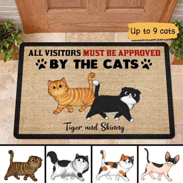 Doormat All Visitors Must Be Approved By Cats Personalized Doormat 18x30