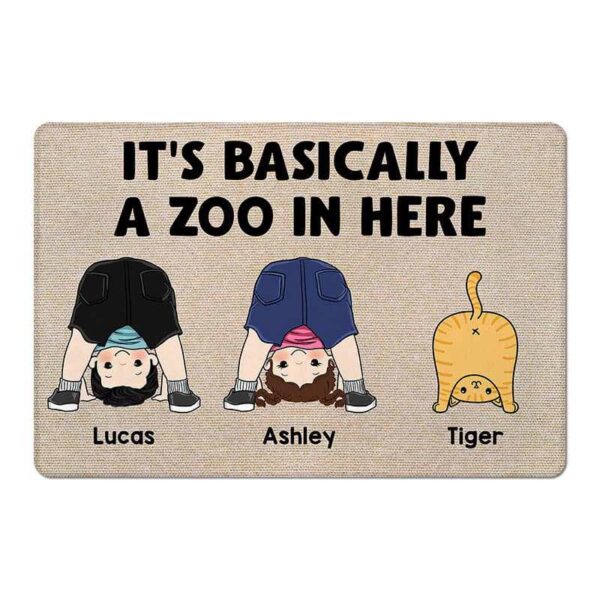 Doormat Basically Zoo In Here Cats And Kids Personalized Doormat