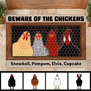 Doormat Beware Of The Chicken Personalized Doormat 18x30