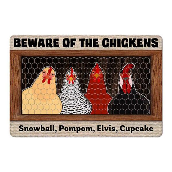 Doormat Beware Of The Chicken Personalized Doormat
