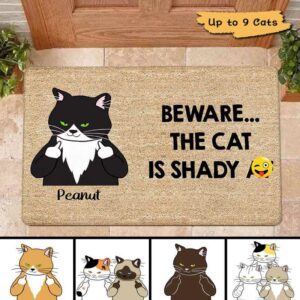Doormat Beware The Cats Are Shady Personalized Doormat 16x24