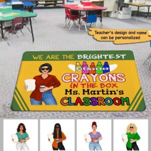 Doormat Brightest Crayons In The Box Posing Teacher Personalized Doormat 16x24