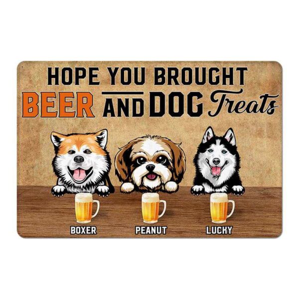 Doormat Bring Beer And Dog Treats Personalized Doormat