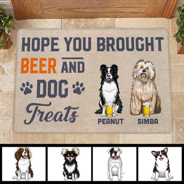 Doormat Brought Beer And Dog Treats Personalized Doormat 16x24