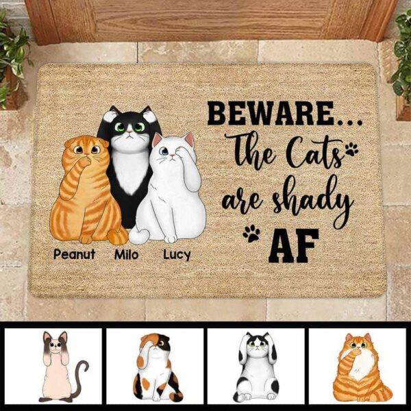 Doormat Cats Shady AF Fluffy Cat Personalized Doormat 16x24
