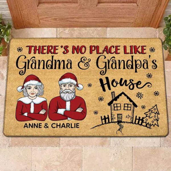 Doormat Christmas No Place Like Grandma Grandpa House Personalized Doormat 16x24