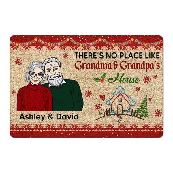 Doormat Christmas No Place Like Grandma Grandpa House Personalized Doormat