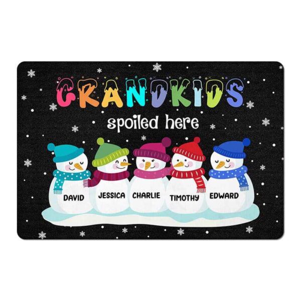 Doormat Christmas Snowman Grandkids Spoiled Here Personalized Doormat