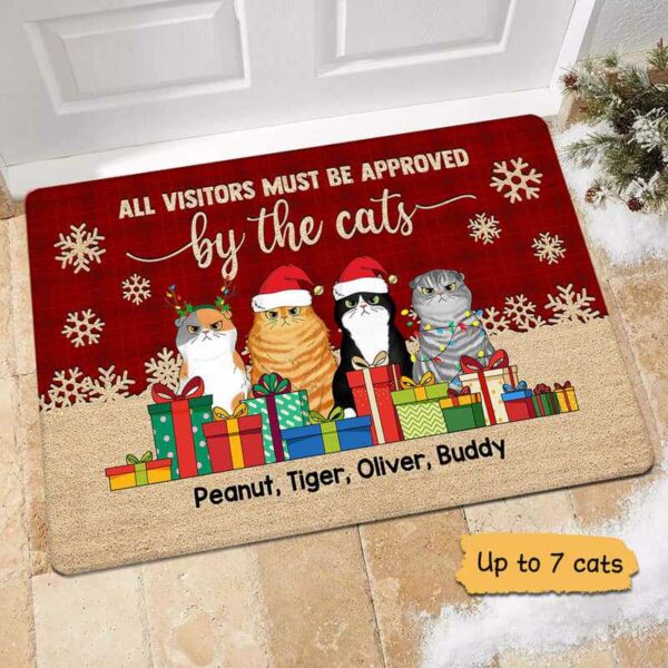 Doormat Christmas Warning Cats Personalized Doormat 16x24