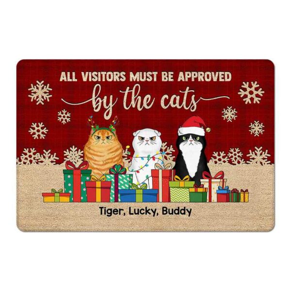 Doormat Christmas Warning Cats Personalized Doormat