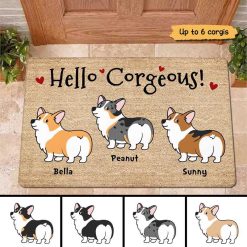 Doormat Corgi Dogs Hello Corgeous Personalized Doormat 16x24