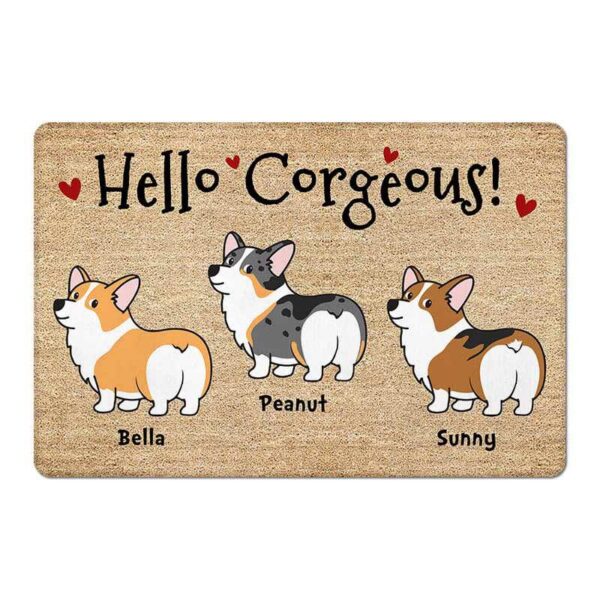 Doormat Corgi Dogs Hello Corgeous Personalized Doormat