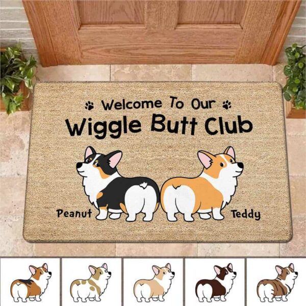 Doormat Corgi Wiggle Butt Club Dog Personalized Doormat 16x24