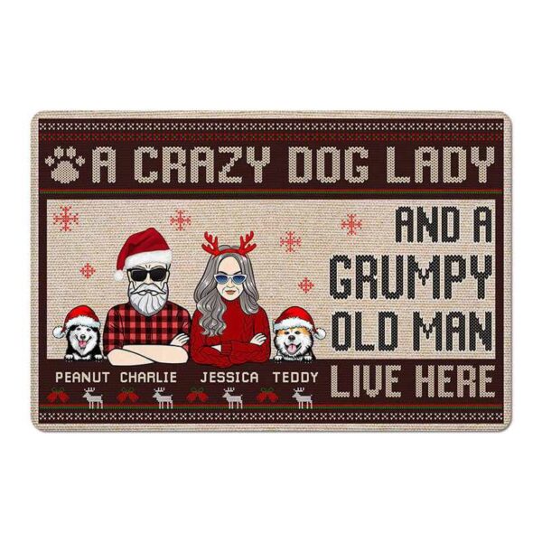 Doormat Crazy Dog Lady Grumpy Old Man Personalized Doormat