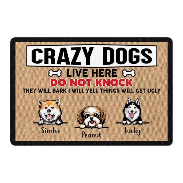 Doormat Crazy Dogs Live Here Personalized Doormat