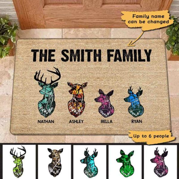 Doormat Deer Hunting Family Personalized Doormat 16x24
