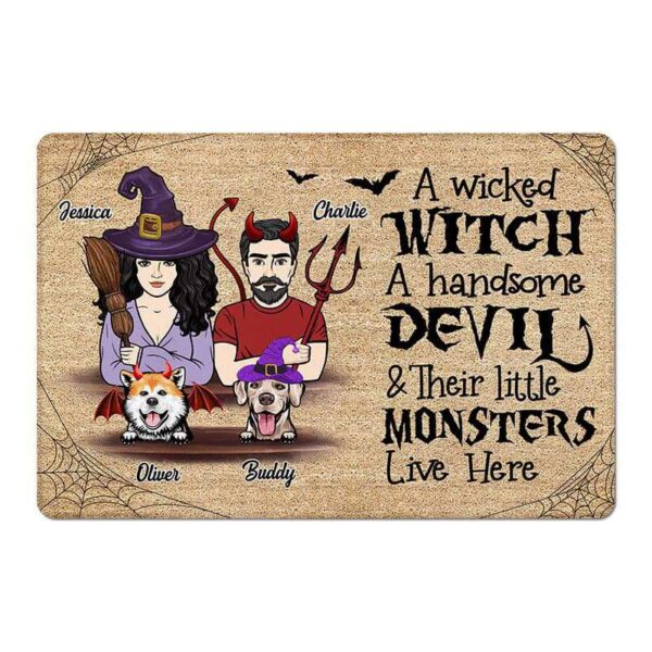 Doormat Devil Witch Monster Dogs Halloween Personalized Doormat