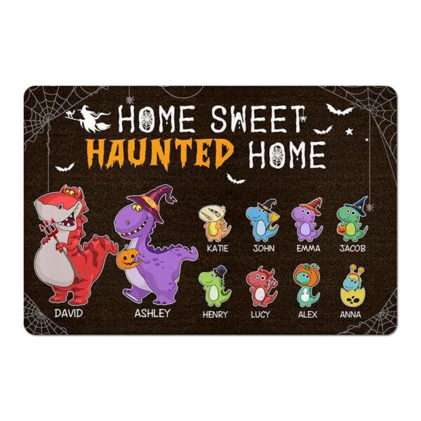 Doormat Dinosaurs Home Sweet Haunted Home Halloween Personalized Doormat