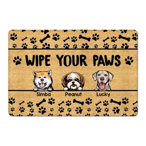 Doormat Dog Paws And Bone Pattern Personalized Doormat