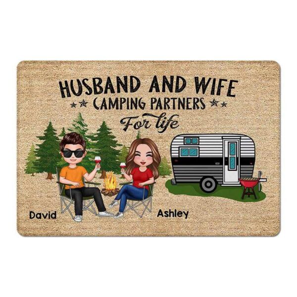 Doormat Doll Couple Camping Personalized Doormat