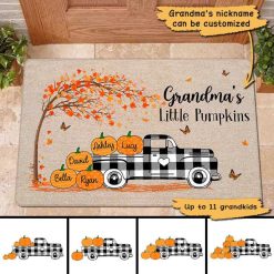 Doormat Fall Season Grandma‘s Little Pumpkins Personalized Doormat 16x24