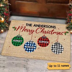Doormat Family Merry Christmas Ornament Name Personalized Doormat 16x24