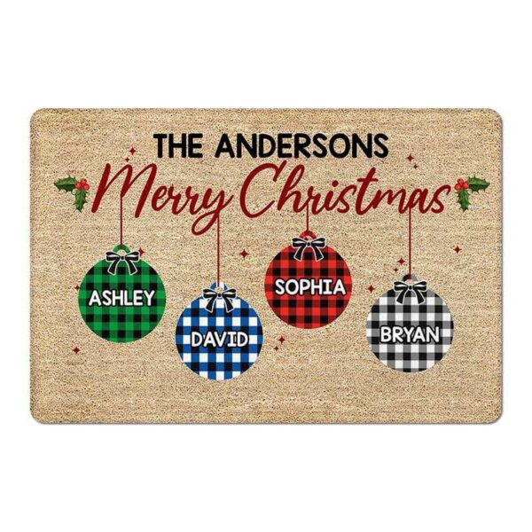 Doormat Family Merry Christmas Ornament Name Personalized Doormat