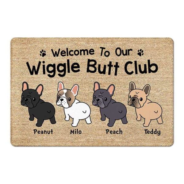 Doormat Frenchie Wiggle Butt Club Dog Personalized Doormat