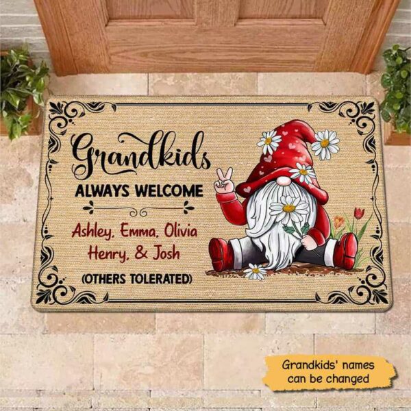 Doormat Grandkids Always Welcome Gnome Personalized Doormat 18x30