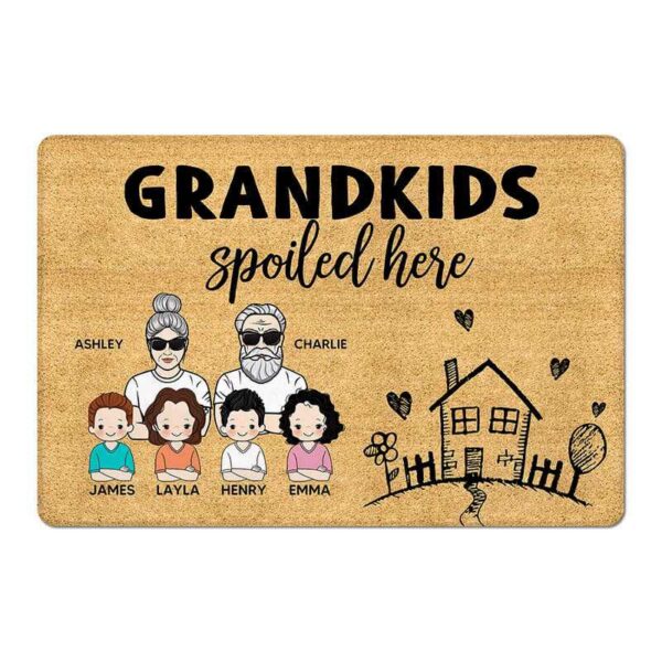 Doormat Grandkids Spoiled Here Grandma Grandpa Kids Personalized Doormat