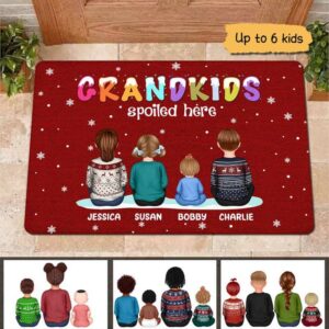 Doormat Grandkids Spoiled Here Grandparents Christmas Personalized Doormat 16x24