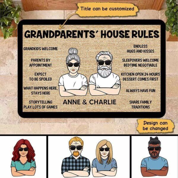 Doormat Grandma Grandpa House Rule Personalized Doormat 16x24