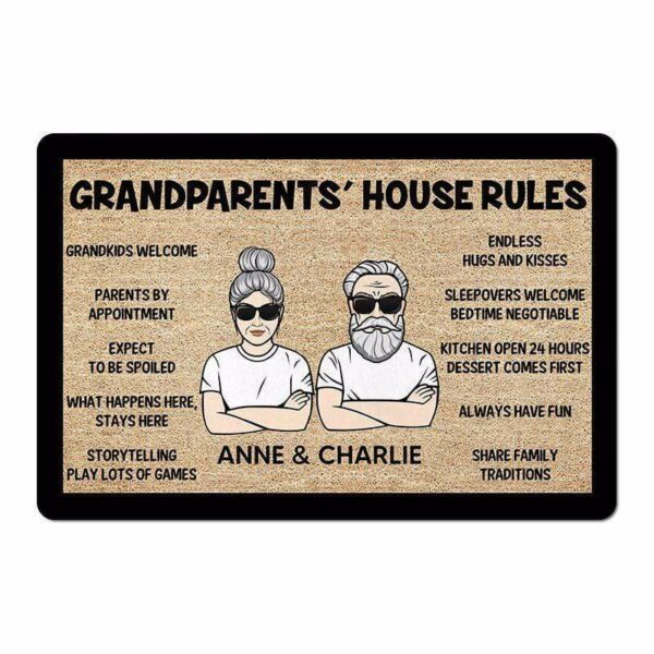 Doormat Grandma Grandpa House Rule Personalized Doormat