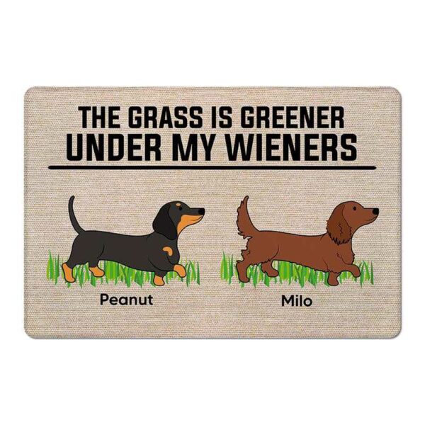 Doormat Grass Is Greener Under Wiener Personalized Doormat