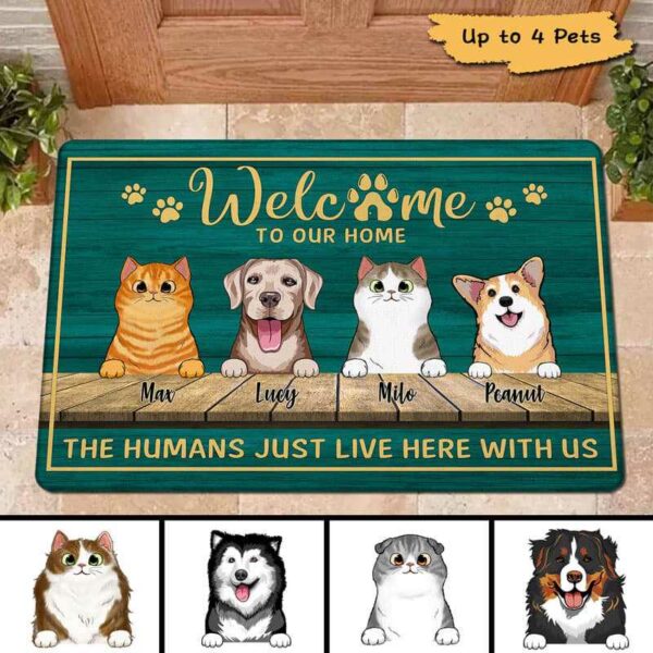 Doormat Green Wood Texture Dogs Cats Welcome Personalized Doormat 16x24