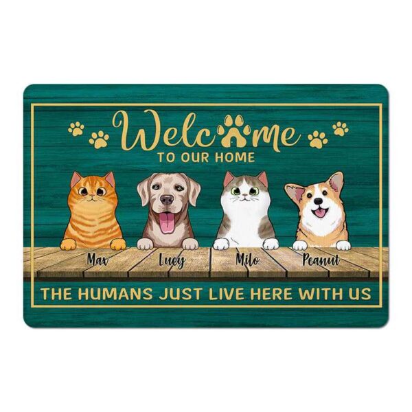 Doormat Green Wood Texture Dogs Cats Welcome Personalized Doormat