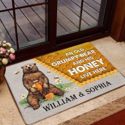 Doormat Grumpy Bear And His Honey Personalized Doormat 18x30