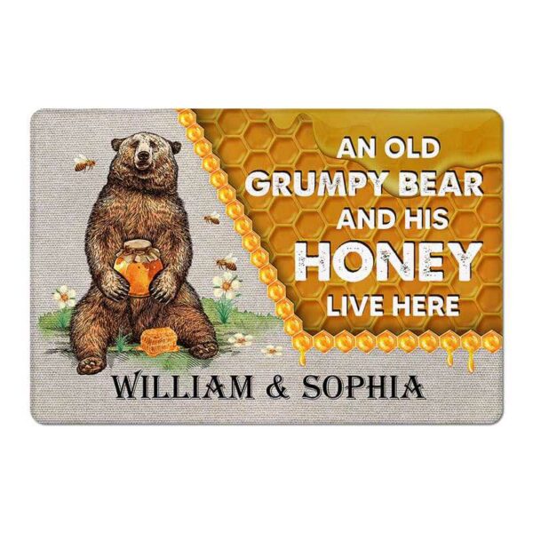 Doormat Grumpy Bear And His Honey Personalized Doormat