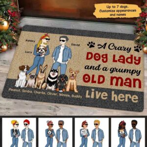 Doormat Grumpy Old Man Crazy Dog Lady Personalized Doormat 16x24