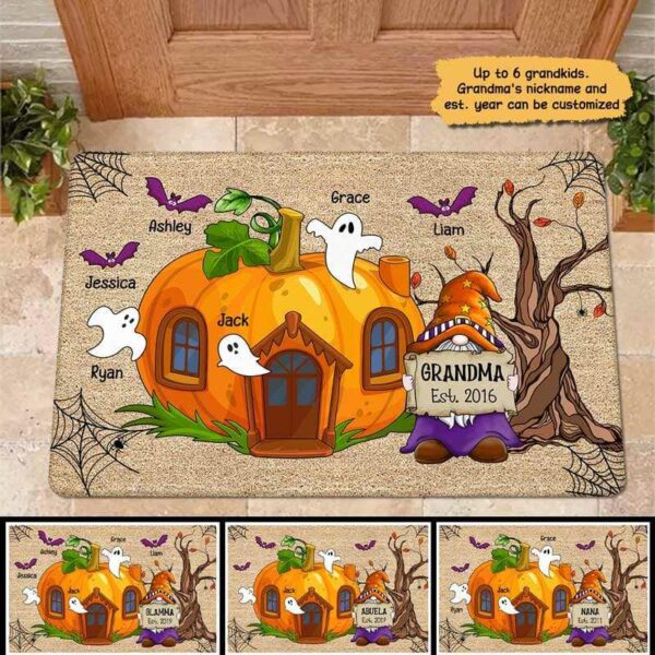 Doormat Halloween Grandma Gnome Pumpkin House Personalized Doormat 16x24