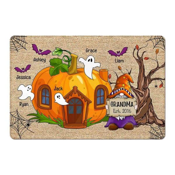 Doormat Halloween Grandma Gnome Pumpkin House Personalized Doormat
