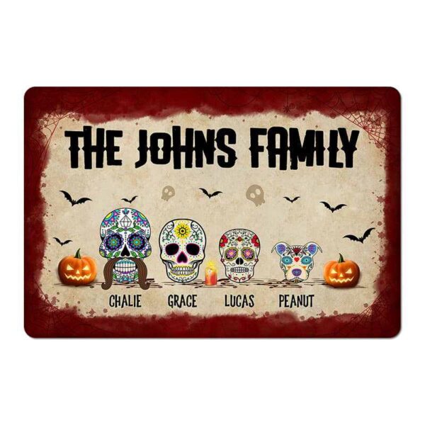 Doormat Halloween Skull Family Personalized Doormat