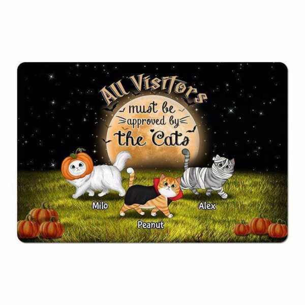Doormat Halloween Visitors Approved By The Cats Personalized Doormat