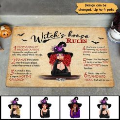 Doormat Halloween Witch House Rules Dog Cat Personalized Doormat 16x24