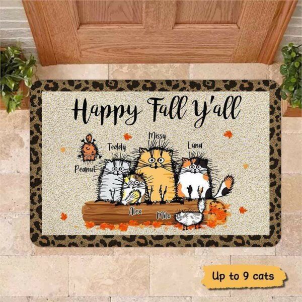 Doormat Happy Fall Funny Cat Fall Season Personalized Doormat 16x24