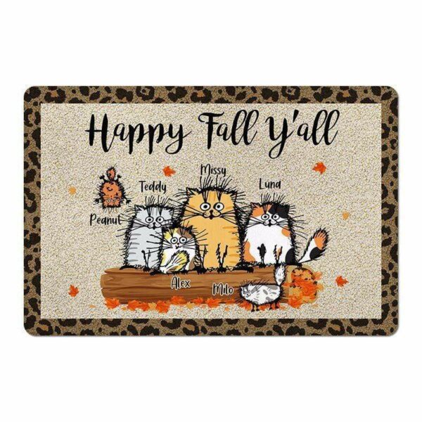Doormat Happy Fall Funny Cat Fall Season Personalized Doormat