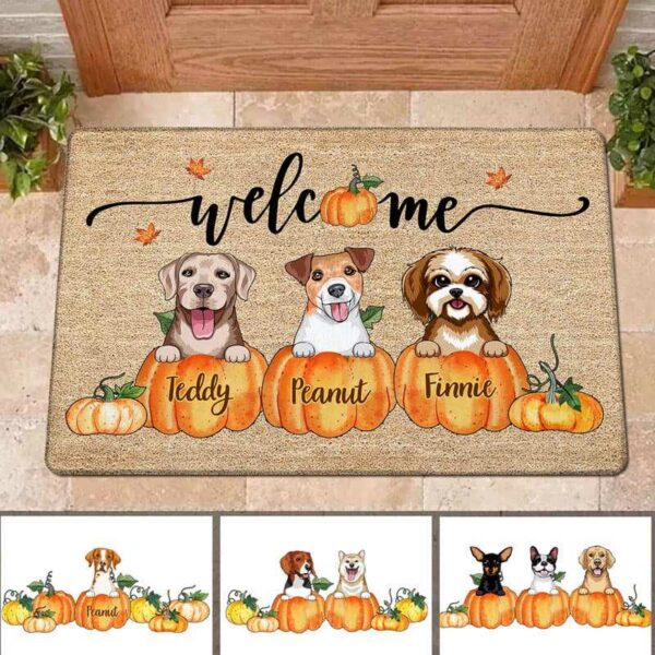 Doormat Happy Fall Season Dog Personalized Doormat 16x24