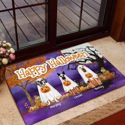 Doormat Happy Halloween Dogs Ghost Personalized Doormat 16x24