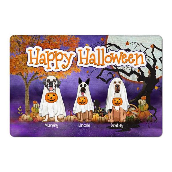 Doormat Happy Halloween Dogs Ghost Personalized Doormat